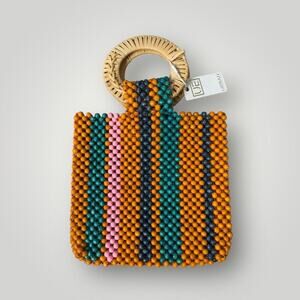 NWT Womans Urban Expressions Beaded with Round Cane Handle Handbag Purse